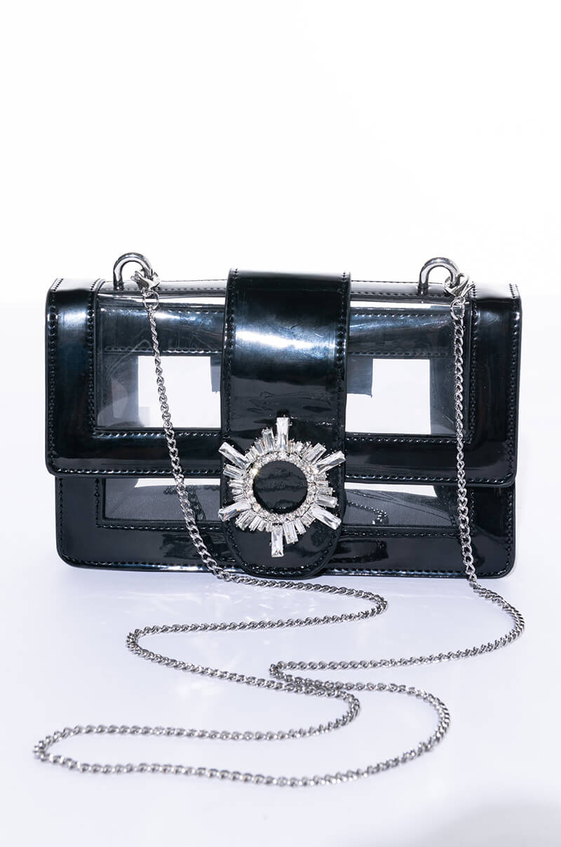CLEAR NUDE EMBELLISHED PURSE BLACK CLEAR