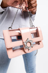 CLEAR NUDE EMBELLISHED PURSE